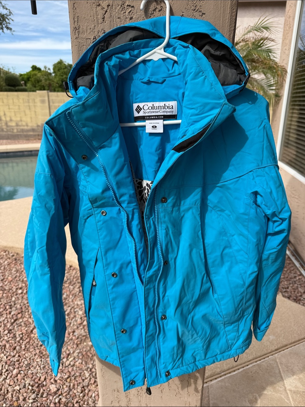 Columbia Turquoise Insulated Winter Ski Jacket Removable Hood Women’s S